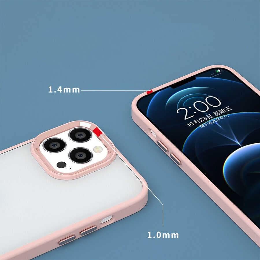 iPhone 14 Pro Max ile uyumlu Kılıf Kenarları Renkli Silikon Arkası Şeffaf Sert Kapak iPhone 14 Pro Max ile uyumlu Krop Tam Koruma Kenarı Renkli Kılıf Krop Kapak Koyu Yeşil