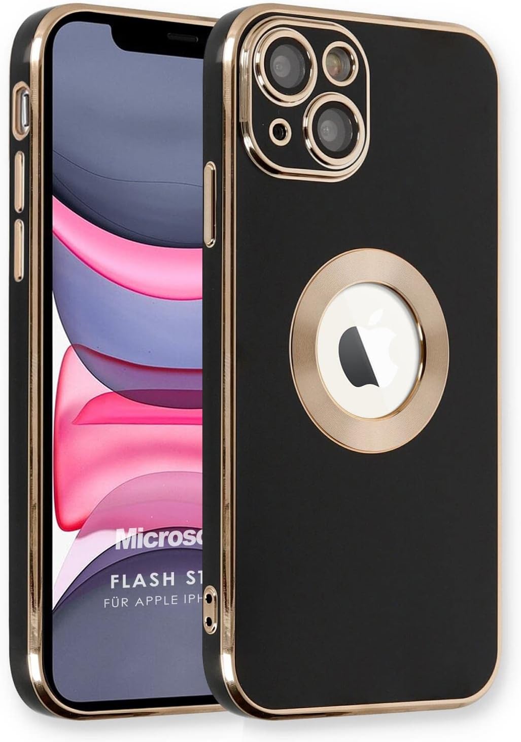 Apple iPhone 14 için Kılıf Flash Stamp Siyah [iPhone 14 ile Uyumlu Kılıf - Siyah]