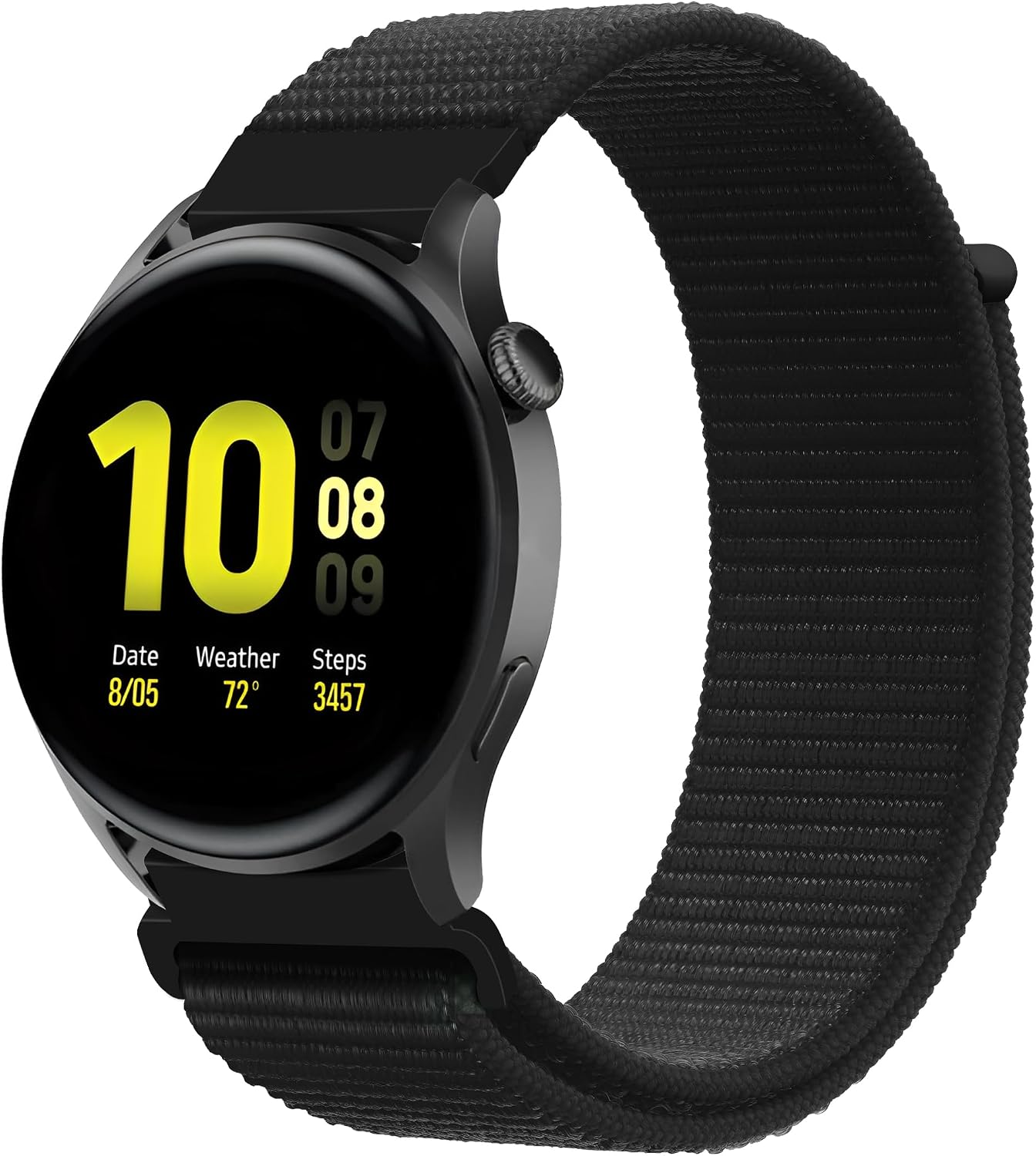 Samsung Galaxy Watch 7/6/5/4/FE Serisi (40mm/44mm), Watch 6/4 Classic (47mm/43mm/42mm) ve Samsung Watch 5 Pro (45mm) için Yumuşak ve Konforlu Hasır 20mm Naylon Kordon