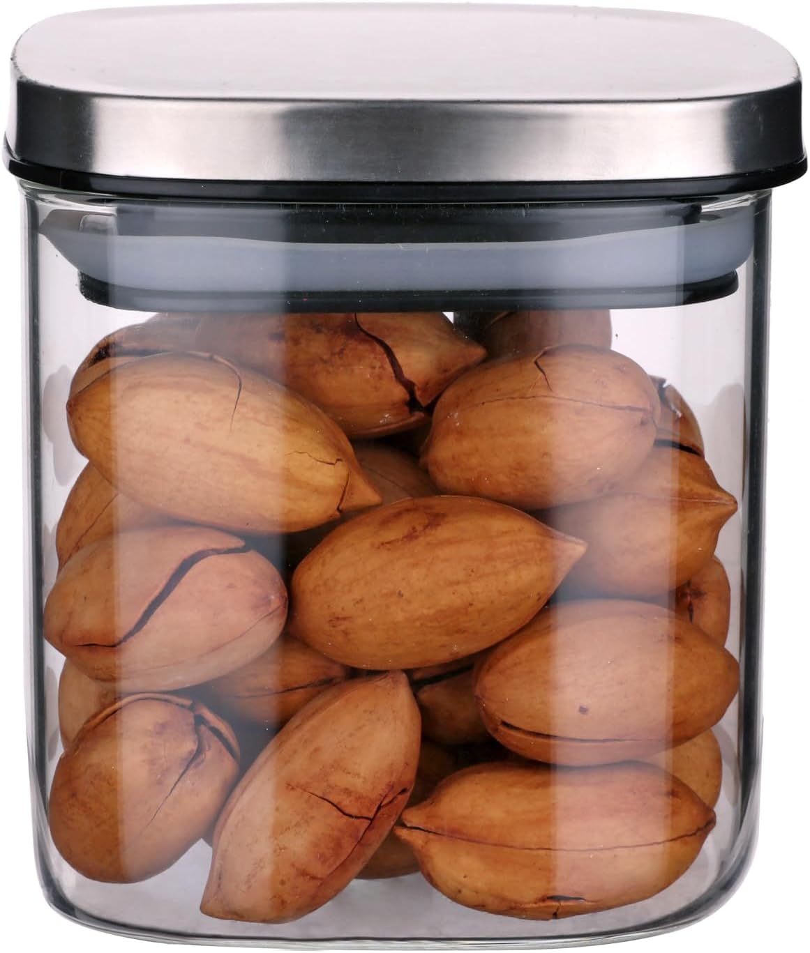 450 ml Metal Kapaklı Borosilikat Cam Kavanoz, Silikon Contalı Kuru Gıda Saklama Kabı, Kahve Çay Baharat Kuruyemiş İçin Şeffaf Cam Erzak Kabı, 10 x 10 x 10 cm, 1 Adet