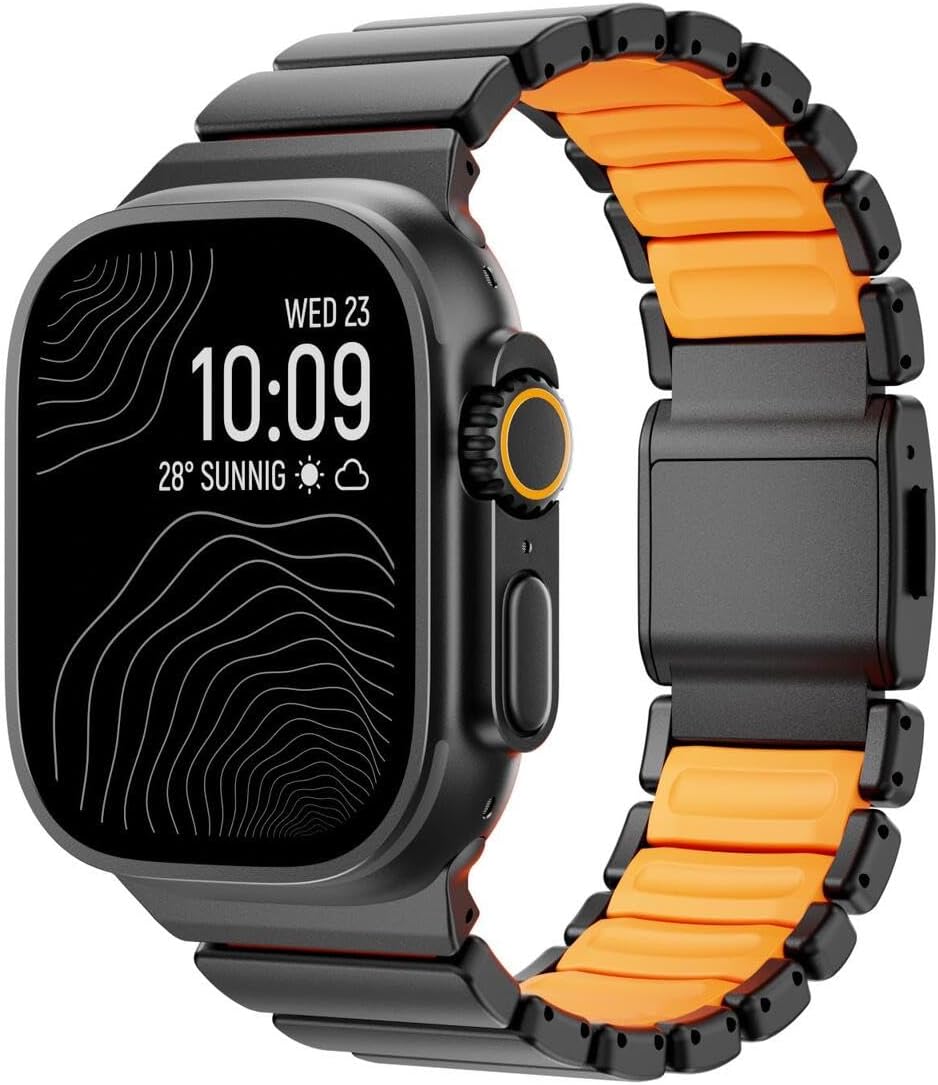 Apple Watch Ultra 2 3 49 mm ile Uyumlu Titanyum Kordon Silikon İç Yüzey Hafif Premium Kayış